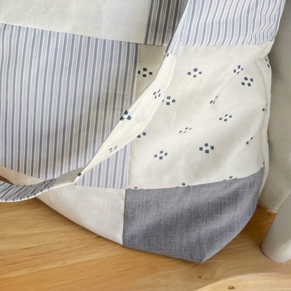 Patchwork Poplin Upcycled Cotton Shirt Reworked Oversized Slouchy Maxi Tote Bag - Picture 3 of 3